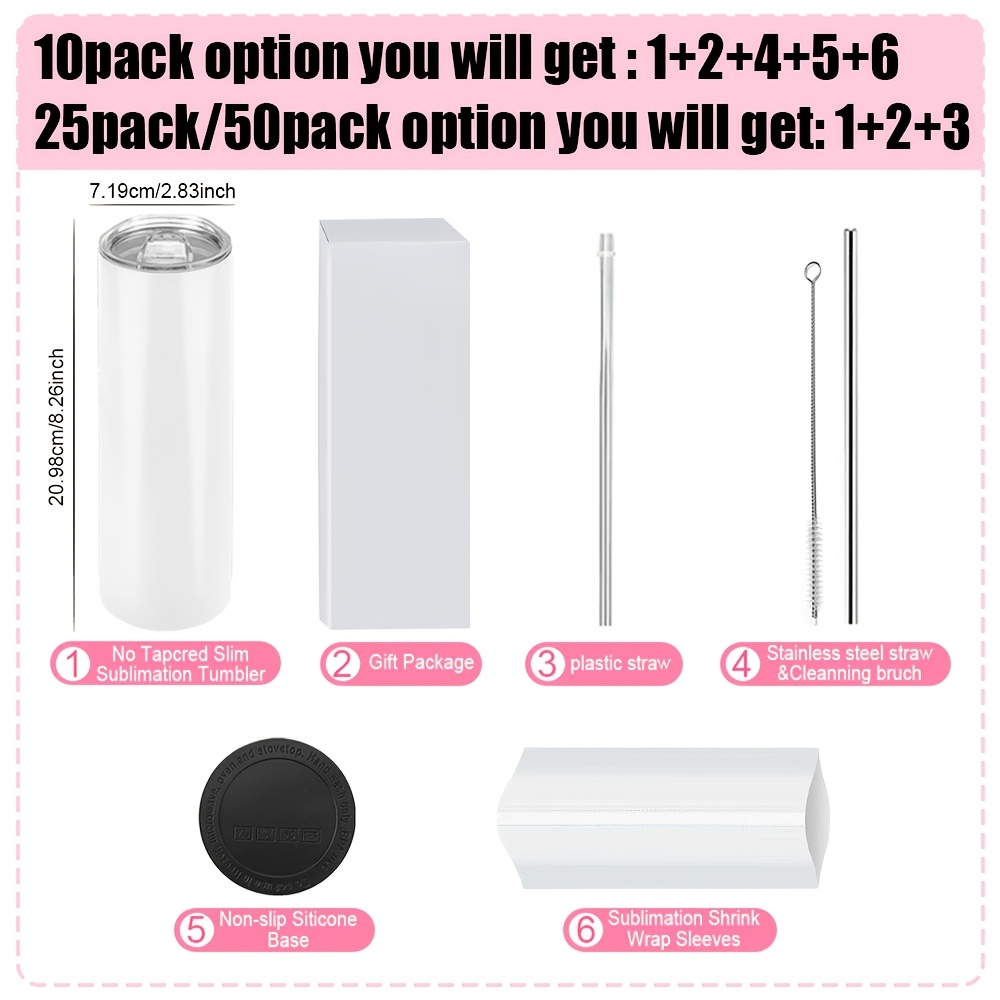 50/25/10 Pack Sublimation Tumb - Tumbler 20Oz White ulasan dan harga