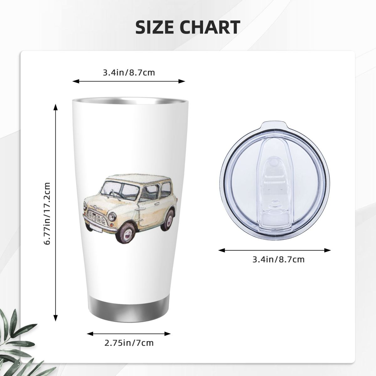 Classic White Mini Cooper In W - Tumbler 20Oz White ulasan dan harga
