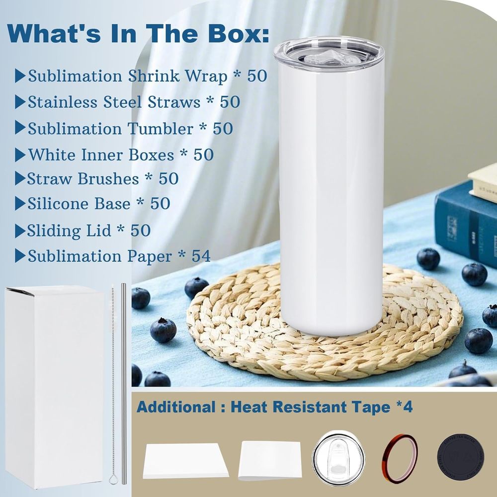 50 Pack 20 OZ Sublimation Tumb - Tumbler 20Oz White ulasan dan harga