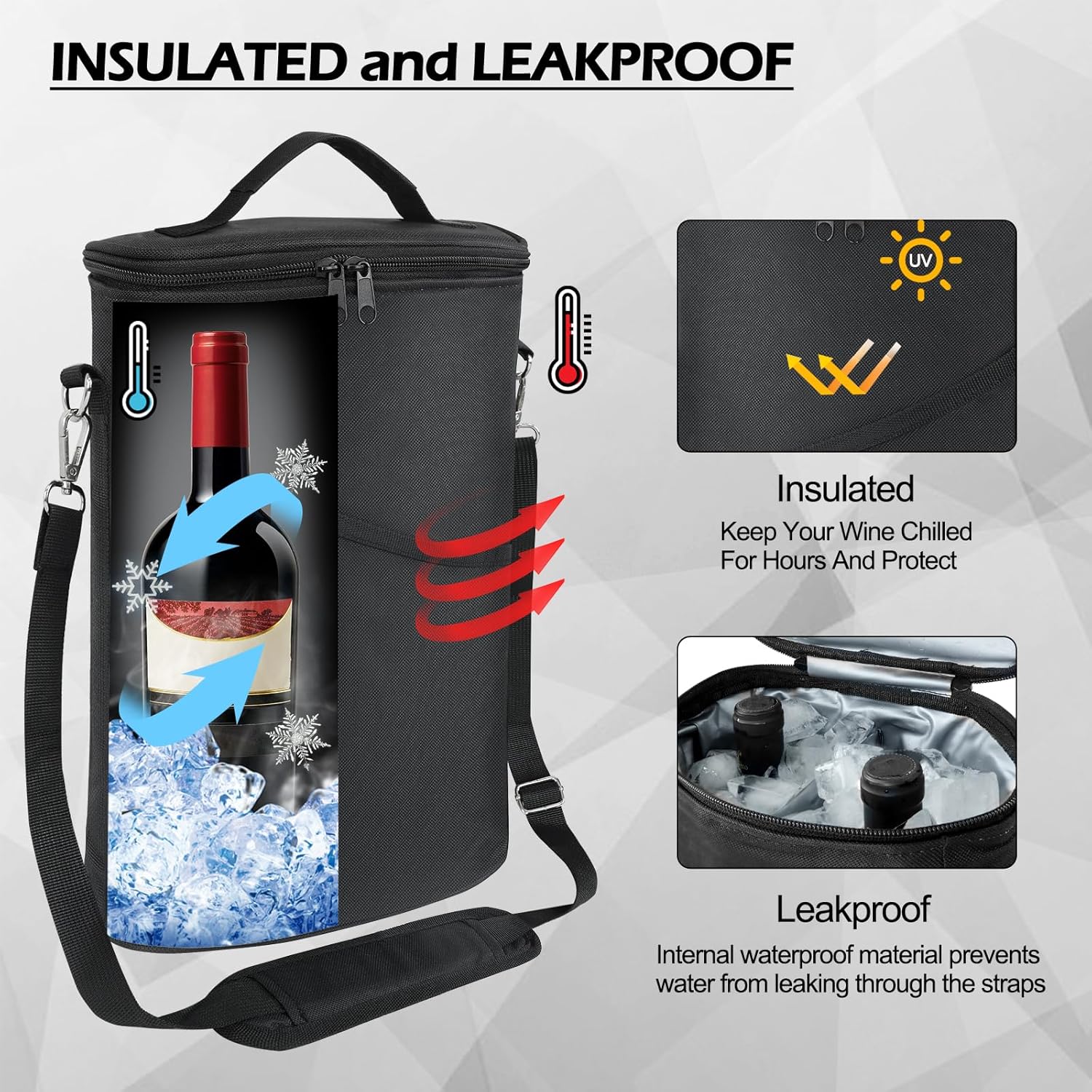 2 Bottle Wine Cooler Bag, Leak - Tote Bag Sublimation ulasan dan harga