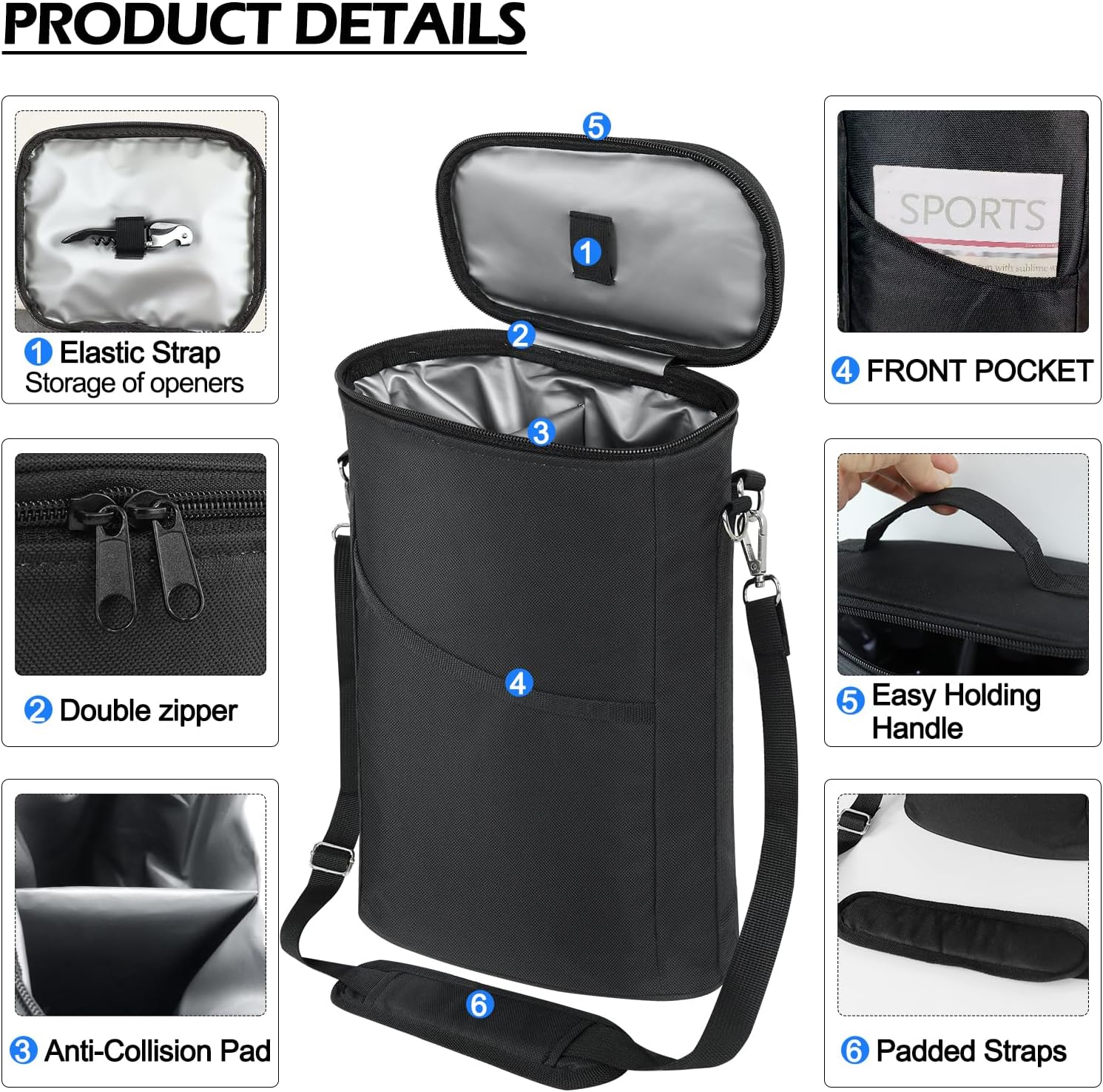 2 Bottle Wine Cooler Bag, Leak - Tote Bag Sublimation ulasan dan harga