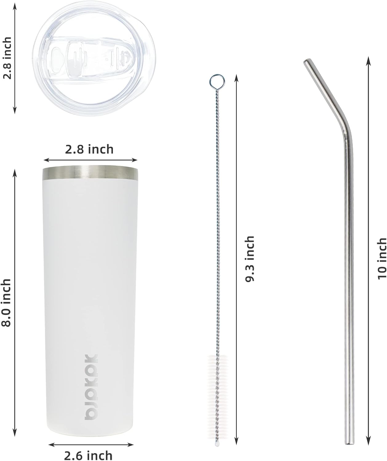 20 oz Skinny Tumbler with Lid, - Tumbler 20Oz White ulasan dan harga