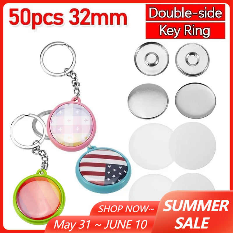 50pcs/Set 32mm Double-side Key - Button Badge Blank ulasan dan harga