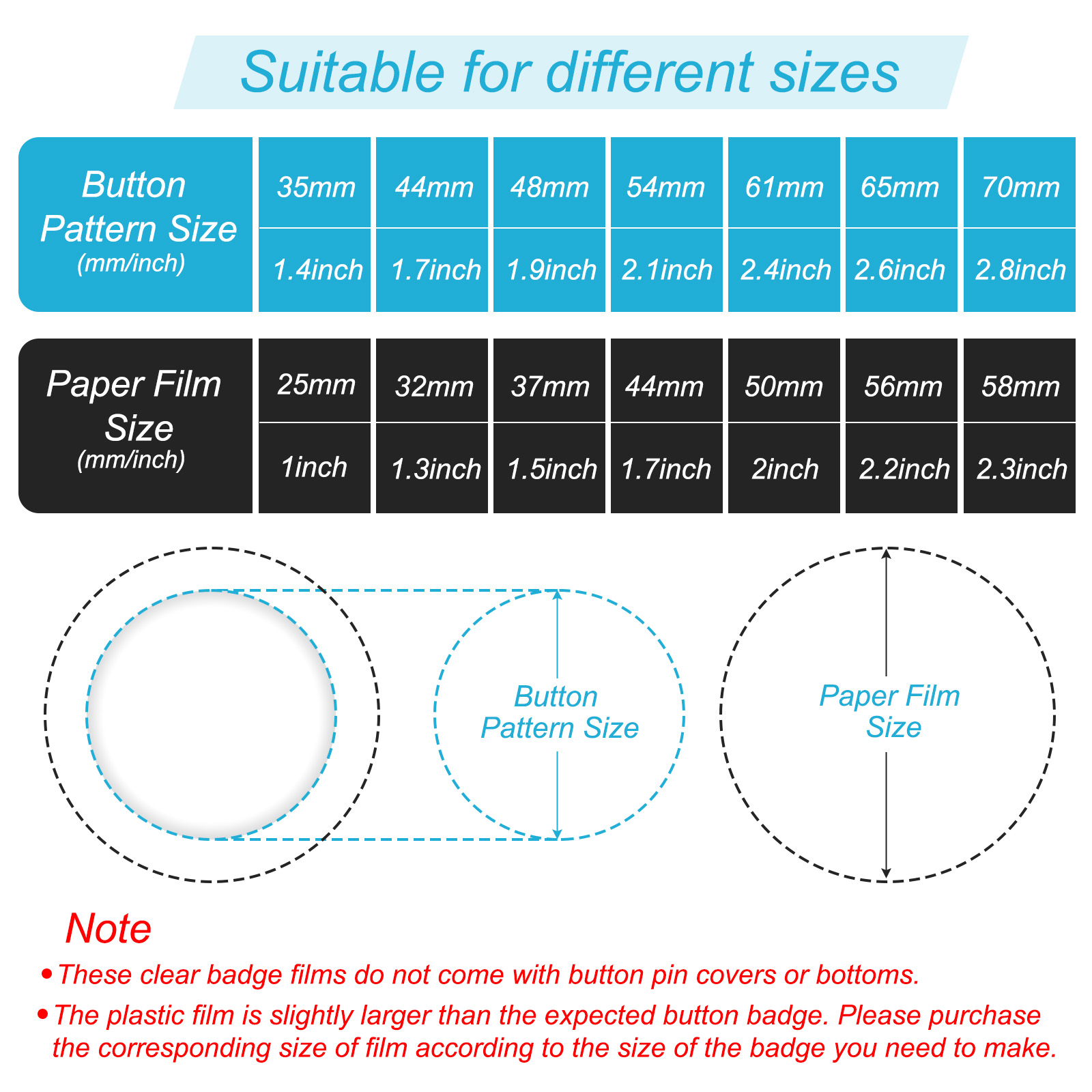 44/48/54/61/65/70mm Badge Film - Button Badge Blank ulasan dan harga