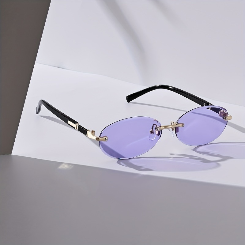 Sexy Small Oval Punk Sunglasse - Metal Photo Panel ulasan dan harga